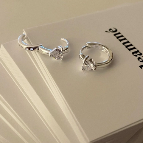 925 Sterling Silber Creolen Mit Herzform Zirkonia Minimalistische Huggie Ohrclips Eleganter INS Stil Für Frauen