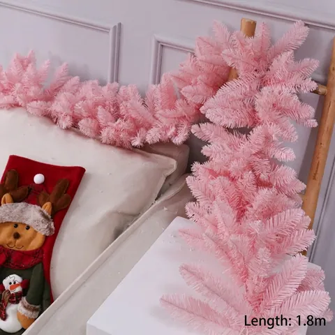 Christmas Artificial Garland Snow Flocked Simulation Pine Needles Rattan With Berries Pinecones For Holiday Home Decor