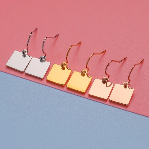 Minimalist Geometric Square Drop Earrings For Women Mirror Polished Stainless Steel Fashion Dangle Earrings Jewelry Gift
