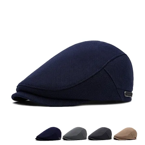 Flat Cap Cotton Polyester Adjustable Buckle Retro Ivy Newsboy Hat Breathable Sunshade Casual Solid Color For Men Women