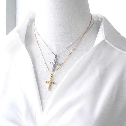 Collana Con Pendente A Croce Rame Con Zircone Placcato Oro Gioielli Di Moda Per Donna