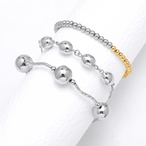 Bracelet À Perles Rondes Minimaliste Cuivre Plaqué Or 18K Argent Bijoux Élégants Femmes Ajustable