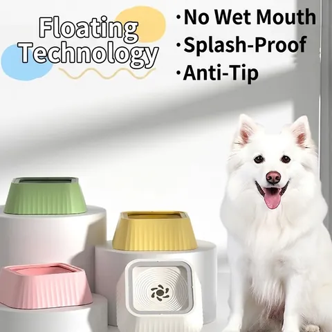 Tazón De Agua Flotante Para Mascotas Antisalpicaduras Perro Gato Bebedero Con Disco Flotante PP Gran Capacidad Recipiente