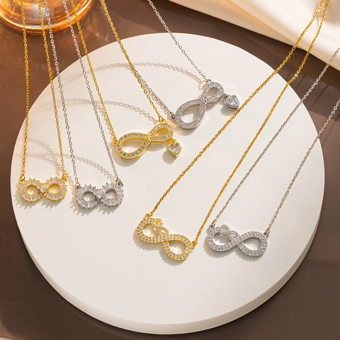 Oneindigheid Hart Ketting Vrouwen Titanium Staal Zirconia Minimalistische Hanger Elegante Sieraden Cadeau Valentijnsdag
