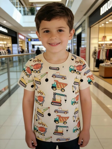 Jongens Katoenen T-Shirt Patroon Van Bouwvoertuigen Cartoon Korte Mouw Ademend Zomer Top Kinderen Peuter