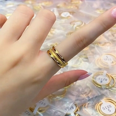 Minimalist Stainless Steel Rings Frosted Polished Stackable Band Fashion Jewelry For Women