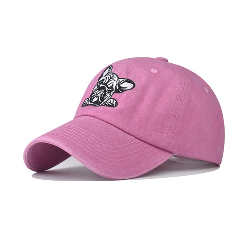 Washed Cotton Baseball Cap Vintage Distressed Dad Hat With Animal Dog Cat Embroidery Adjustable Retro Casual