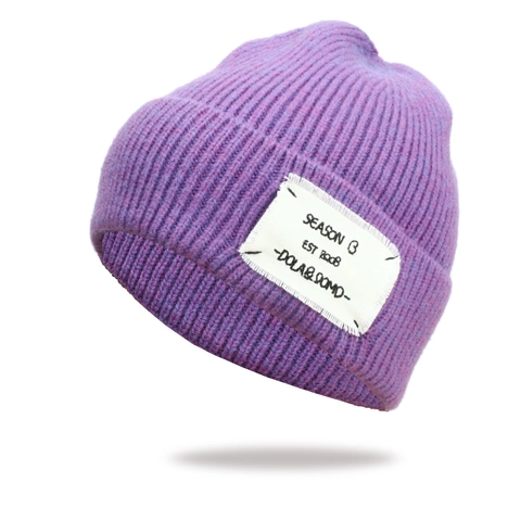 Bonnet En Maille Acrylique Côtelé Chaud Hiver Extérieur Rétro Écusson En Tissu Étiquette Pour Femmes Hommes