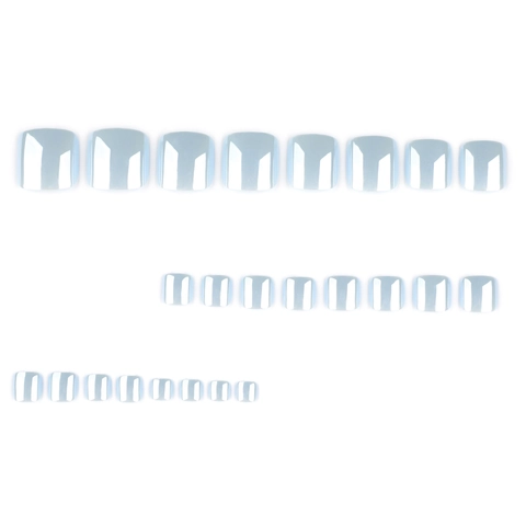 Blue Mirror Press On Toenails Metallic Chrome Glossy Full Cover Square False Toenail Patches For Women