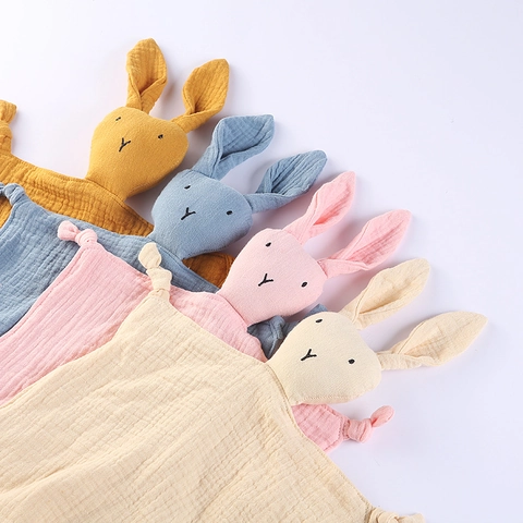 Baby Schmusetuch Baumwolle Musselin Mull Comforter Handtuch Weich Atmungsaktiv Hase Stern Mond Tierform Kleinkind Spielzeug