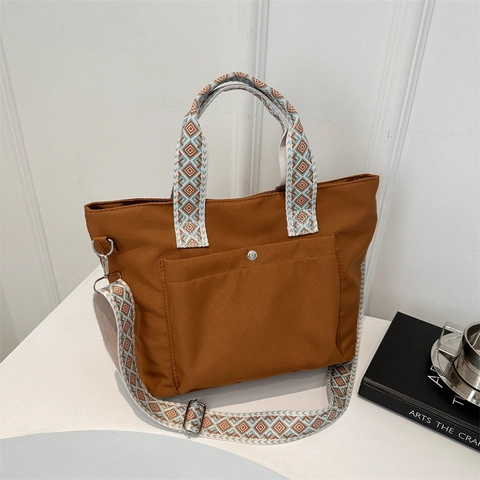 Borsa Tote Alla Moda Da Donna Nylon Grande Capacità Tracolla Larga In Tessuto Geometrico Borsa A Mano Casual Viaggio