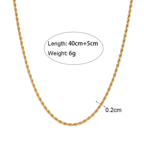 Mode Edelstahl 18K Vergoldet Seilkette Halskette Für Damen Gedrehtes Glied Schmuck Armband Fußkettchen Täglicher Zubehör