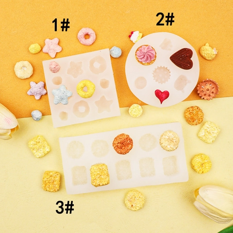 Silicone Mold Miniature Food Simulation Biscuit Candy Donut Noodle DIY Craft Baking Decor Tray