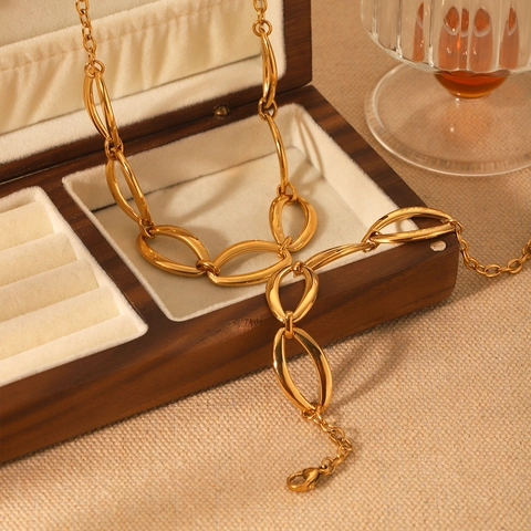 Edelstahl Große Ovale Gliederkette Halskette Und Armband Geometrisch Übertrieben High End Mode Damen