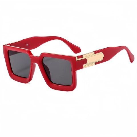 Square PC Frame Sunglasses Oversized Retro Fashion UV Protection Outdoor Shades With Metal Accent Decoration Unisex Chic