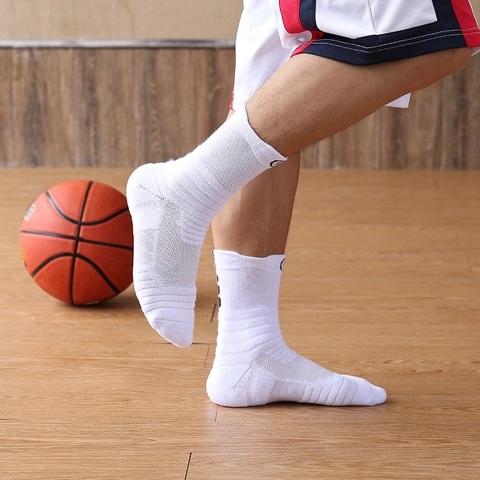 Professionelle Basketball Laufen Sport Socken Herren Gedämpft Atmungsaktiv Mesh Arch Support Polyester Baumwolle Crew Ankle