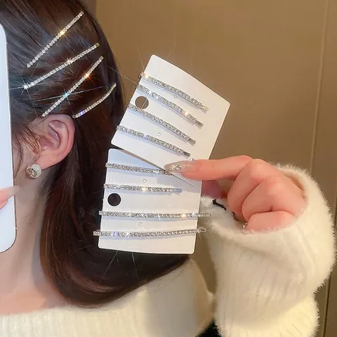 Forcine Con Strass Scintillanti Fermagli Per Capelli In Lega D'Argento Stile Coreano Minimalista Accessori Per Capelli Da Donna