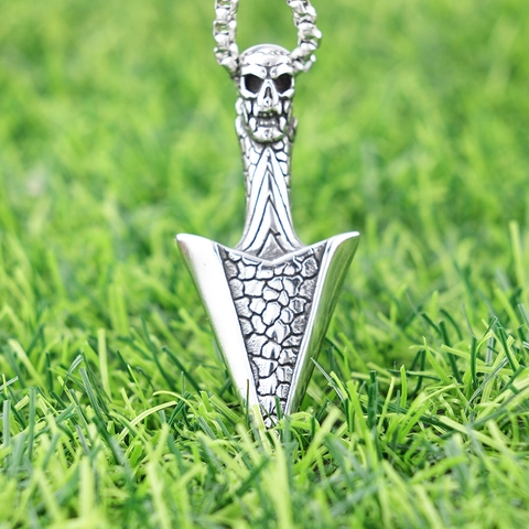 Collana Con Ciondolo A Freccia Con Teschio In Acciaio Inossidabile Con Pietra Turchese Blu Stile Gothic Punk Vintage Per Uomo Donna