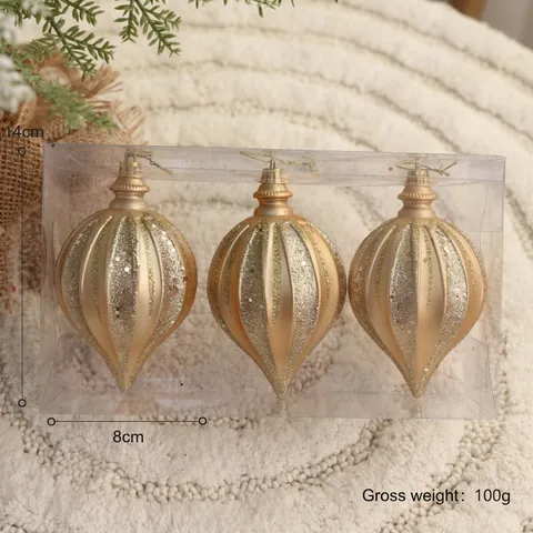 Kerstballen PVC Glitter Gestreepte Druppel Uivorm Hangende Decoraties Boom Versieringen Feestelijke Vakantie Decor