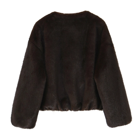 Chaqueta Bomber De Piel Sintética Para Mujer Corta Con Cremallera Manga Larga Color Sólido Elegante Chic Cálida De Invierno