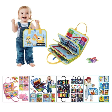 Montessori Busy Board For Toddlers Felt Sensory Educational Toys Portable Carry Bag For Learning Basic Life Skills Development