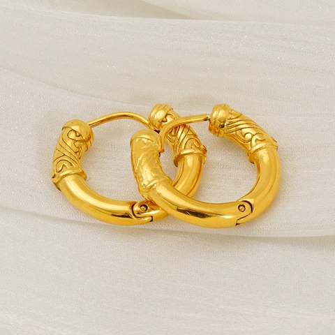 Vintage Roestvrijstalen Oorringen Met 18K Vergulde Afwerking Retro Krulpatroon Wolkenmotief Unisex Huggie Oorbellen