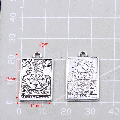 Tarot Card Pendants Zinc Alloy Metal Antique Silver Retro Rectangle DIY Jewelry Making Necklace Keychain Accessories