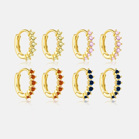 Orecchini a Cerchio in Argento Sterling 925 Placcato Oro Con Strass Colorati per Donna Orecchini Huggie Piccoli Gioielli Regalo