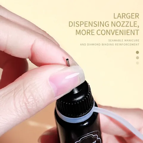 No-Wipe Nail Art Rhinestone Glue Precision Metal Needle Tip For Seam Sealing Decoration Bonding Fast Drying Clear Gel