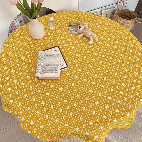 Nordic Stil Tischdecke Baumwolle Leinen Mischung Hitzebeständig Staubdicht Geometrisch Blatt Küchengeschirr Druck Zuhause