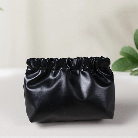 PU Leather Mini Makeup Pouch Spring Plate Closure Portable Lipstick Jewelry Earphone Storage Bag Waterproof Organizer