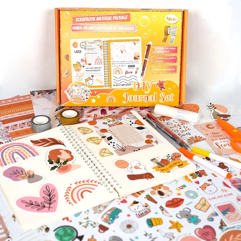 Suministros De Scrapbooking DIY Diario Bohemio Cuaderno Pegatinas Resaltadores Tijeras Pegamento Para Niños Niñas