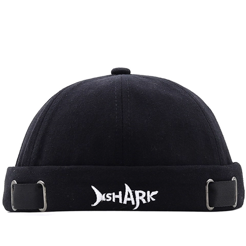 Cappello Docker Senza Tesa Ricamo Shark Regolabile Retro Streetwear Berretto Per Uomini Donne Casual Yuppie