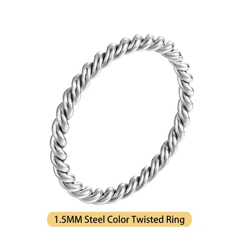 Minimalist Twisted Braided Ring Stainless Steel Woven Texture Band Stackable Elegant Simple Daily Wear Jewelry For Women