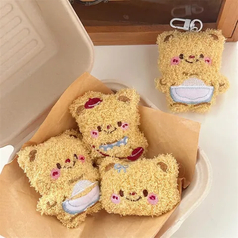 Mignon Porte-Clés Et Broche En Peluche Ours Fausse Fourrure Douce Charme De Sac Poupée De Dessin Animé Brodée Décor