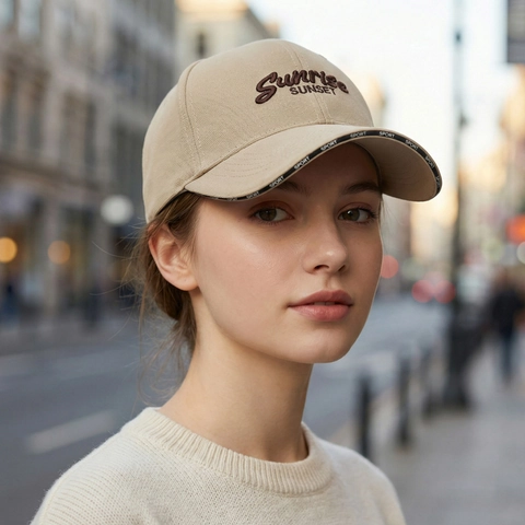 Gorra De Béisbol Poliéster Sarga Bordado Letras Sunrise Sunset Impresión Sport Ajustable Protección Solar Casual Hombre Mujer