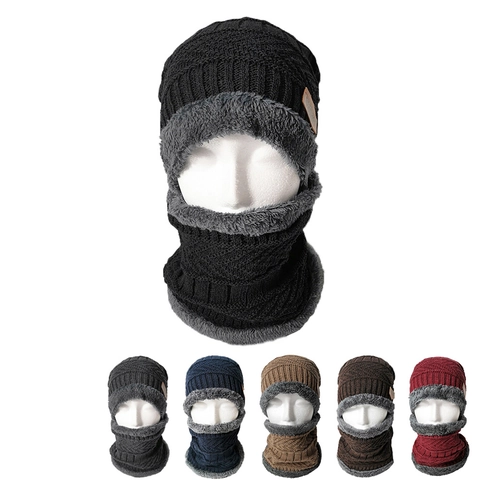 Beanie Hat And Neck Warmer Knitted Thick Fleece Lined Winter Thermal Windproof For Men Women Sports Style