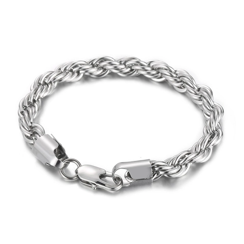 Bracciale A Catena In Acciaio Inossidabile 316L Intrecciato Twist Minimalista Punk Hip Hop Gioielli