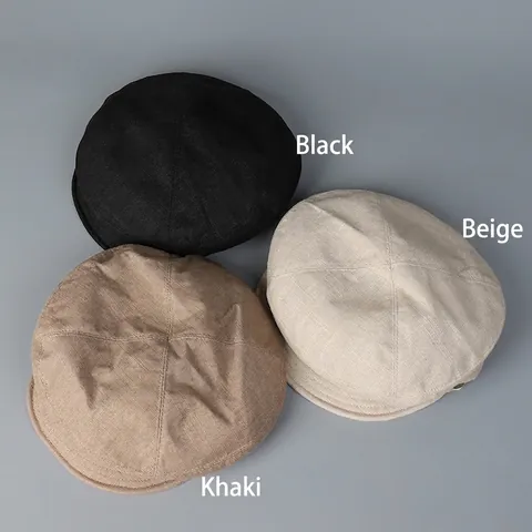 Berretto Newsboy Donna Cotone Lino Traspirante Protezione Solare Parte Superiore Piatta Cappello Ivy Cabbie Con Cinturino Regolabile