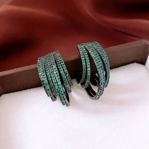 Orecchini A Cerchio Multistrato A Forma De C Zircone Verde Rame E Perno In Argento Sterling 925 Gioielli Moda Lusso
