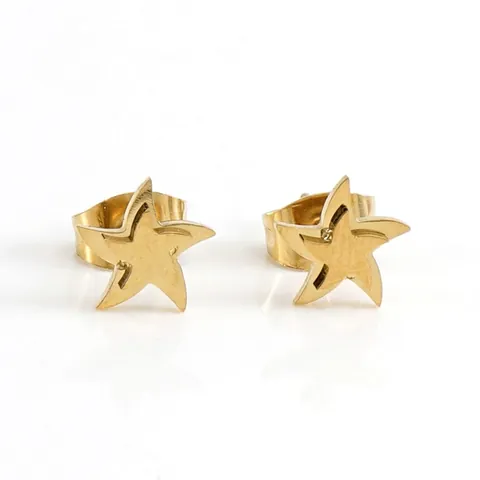 Swirl Star Stud Earrings Stainless Steel Titanium Steel 14K Gold Plated Simple Geometric Jewelry For Women