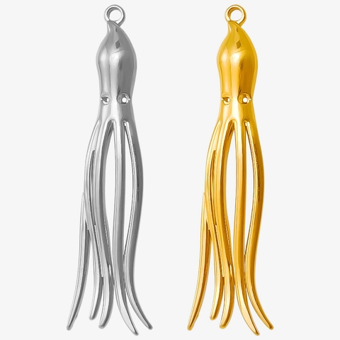 Ciondolo Polpo Acciaio Inossidabile 304 Calamaro Animale Marino Ciondolo Per Creazione Di Gioielli DIY Placcato Oro 18K