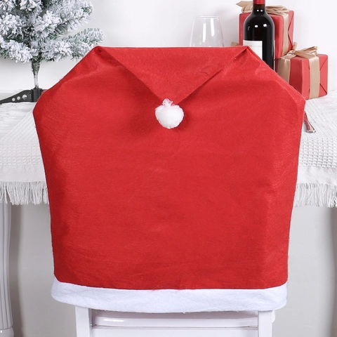 Christmas Chair Back Covers Red Santa Hat Non-woven Fabric Dining Room Table Decorations Holiday Party