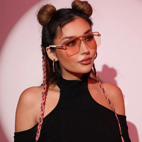 Fashion Sunglasses Large Square Frame Metal PC UV400 Gradient Lenses Retro Y2K Street Style Eyewear Unisex