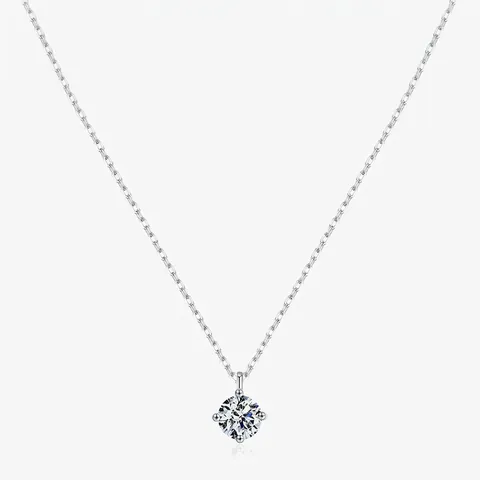 925 Sterling Silver Zirconia Pendant Necklace For Women Minimalist Round Single Diamond Clavicle Chain Elegant Jewelry Gift