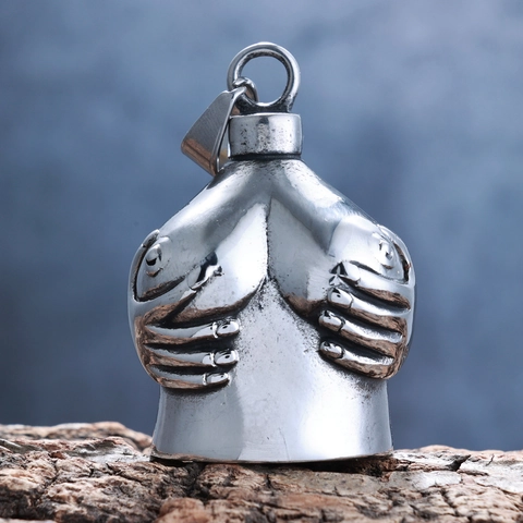 Skelet Hand Guardian Bell Hanger Roestvrij Staal Biker Bel Born To Be Free Gegraveerd Gothic Retro Accessoire