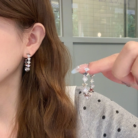 Pendientes De Aro Geométricos En Forma De C Con Circonita Y Poste De Plata De Ley 925 Moda Brillante Para Mujeres