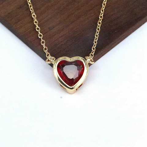 Collar Con Colgante De Corazón Cobre Circonita Colorida Incrustada Joyería Retro Dulce Para Mujer