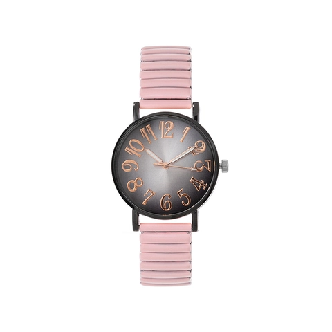 Dames Quartz Horloge Met Elastische Band Grote Arabische Cijfers Legering Ronde Wijzerplaat Mode Casual