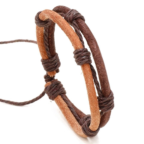 Vintage Multi-layer Braided Cowhide Bracelet For Men Women Handmade Hemp Rope Leather Wrap Wristband Retro Bohemian Jewelry